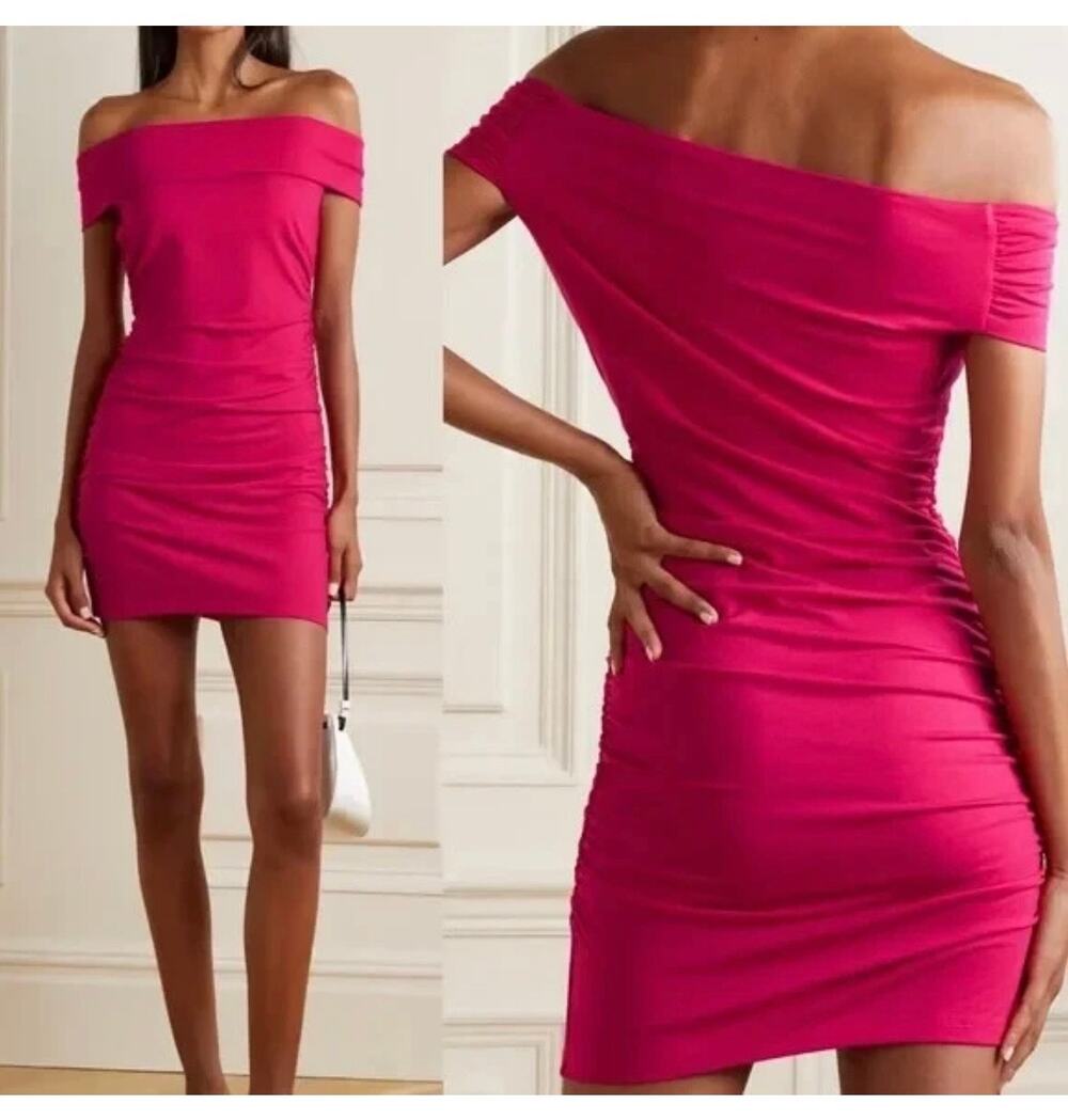 Reformation Raydon Off-Shoulder Ruched Mini Dress